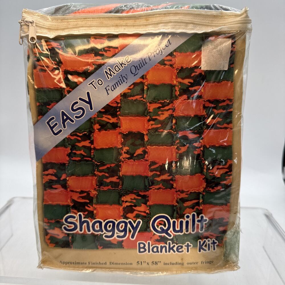 2005 David Textiles Pre-Cut Shaggy Blanket Quilt Kit - Hunter - Camo - Orange